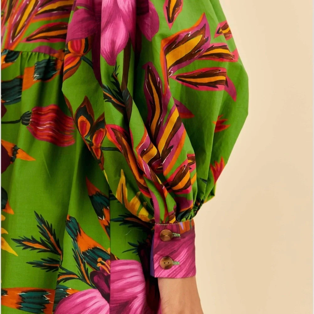 Farm Rio Maxi Flowers Organic Cotton Maxi Dress - Picture 5 of 9